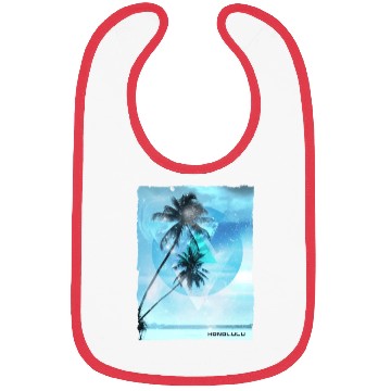 Discover Artistic Honolulu Oahu Hawaii Palm Tree Vacation Bibs