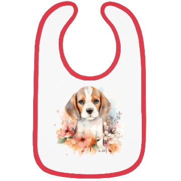 Discover Beagle Puppy Dog Watercolor Floral Bibs
