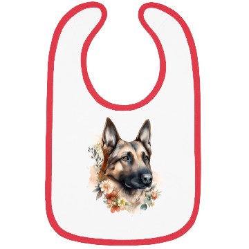 Discover German Shepherd Dog Watercolor Floral Bibs