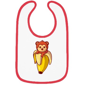 Discover Cute Monkey Banana Cartoon Bibs