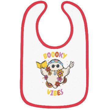 Discover Reading Teacher Halloween Groovy Floral Ghost Bibs