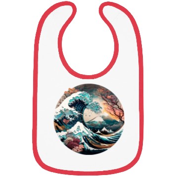 Discover Watercolor Sea Waves Asian Art Water Nature Bibs