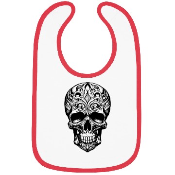 Discover Skull Dia de los Muertos Halloween Tattoo Rose Bibs