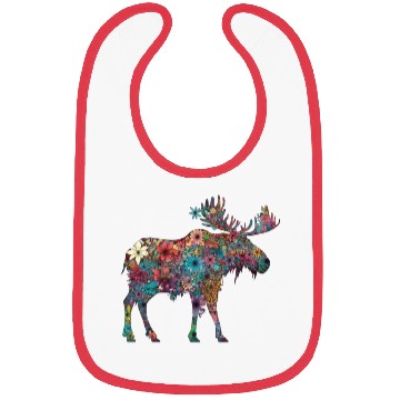 Discover Floral Moose Elk Deer Wild Animal Watercolor 3 Bibs