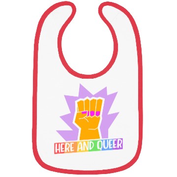 Discover Here And Queer LGBTQ Community Rainbow Pride Month Bibs