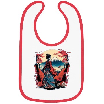 Discover Mount Fuji Fujisan Fujiyama Floral Geisha Bibs