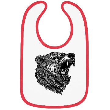 Discover Wild Bear's Head With Sharp Teeth Bibs