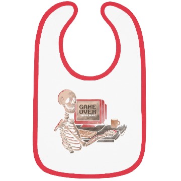 Discover Game Over Skull Funny Geek Skeleton Gift Bibs
