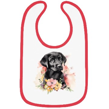Discover Black Lab Dog Watercolor Floral Bibs