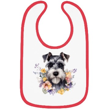 Discover Schnauzer Dog Watercolor Floral Bibs