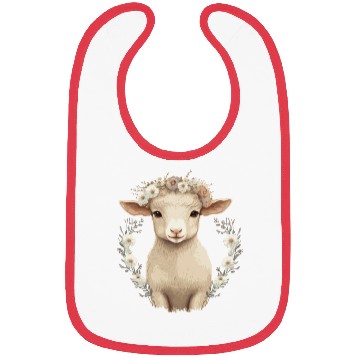 Discover Cute Lamb Flower Crown Sheep Baby Floral Farm Anim Bibs