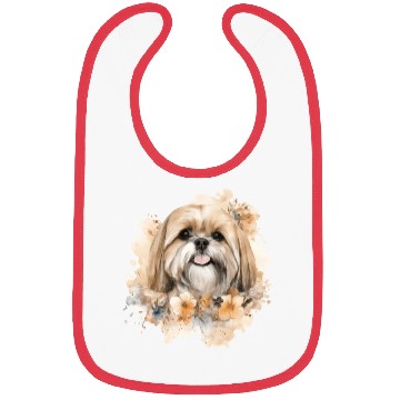 Discover Lhasa Apso Dog Watercolor Floral Bibs