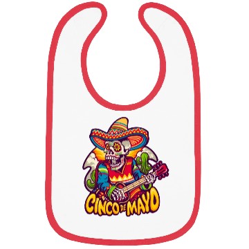 Discover Mexican Skeleton Playing Guitar Cinco De Mayo Bibs