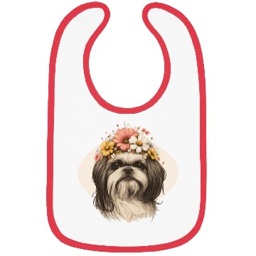 Discover Cute Shih Tzu Flower Crown Pet Dog Breed Floral Pu Bibs