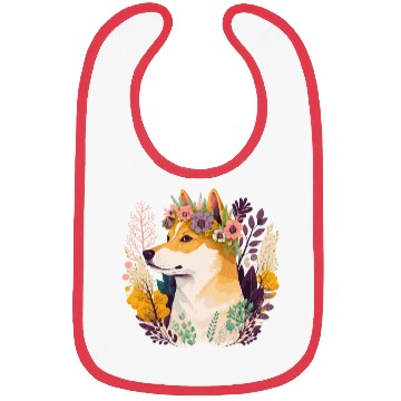 Discover Cute Shiba Inu Flower Crown Pet Dog Breed Floral P Bibs