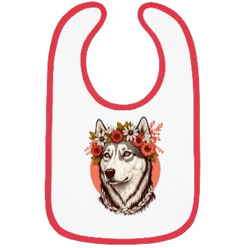 Discover Cute Siberian Husky Flower Crown Pet Dog Breed Flo Bibs