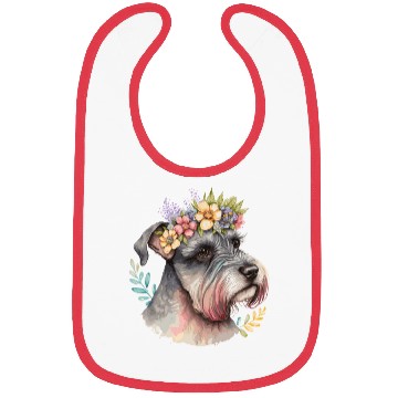 Discover Cute Miniature Schnauzer Flower Crown Pet Dog Flor Bibs