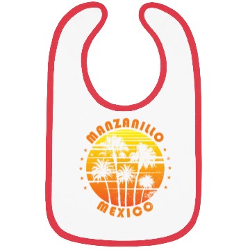 Discover Retro Manzanillo Mexico Souvenir Vintage Palm Tree Bibs