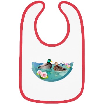 Discover Duck couple in a duck pond with water lilies Bibs