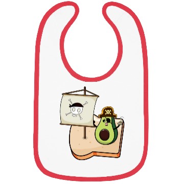 Discover Funny avocado pirate sailing on a toast bread Bibs