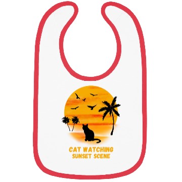 Discover Cat watching sunset scene - Cat Lover Bibs