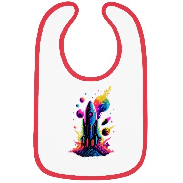 Discover watercolor neon rocket Bibs