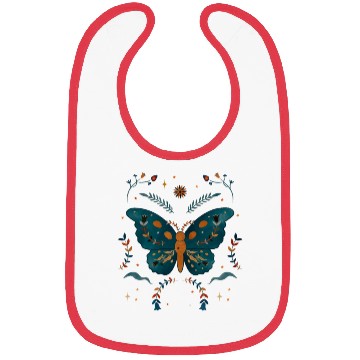 Discover Butterfly Between Flowers Green & Orange design Bibs