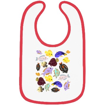Discover Cute Aquarium Tang Fish Pattern red green Bibs