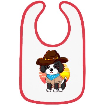 Discover Cowboy dog at sunset Bibs