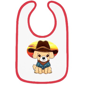 Discover Cowboy dog at sunset Bibs