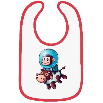 Discover Monkey on Cow Rocket Schuttle Astronaut Cosmonaut Bibs