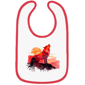 Discover Red Wolf Watercolor Portrait Bibs