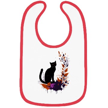 Discover Black cat with plants Bibs