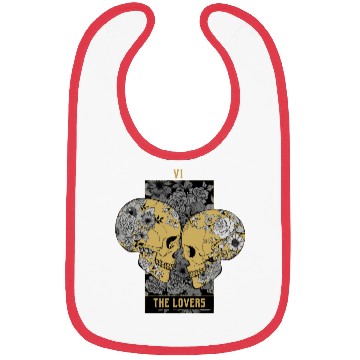 Discover Gold Tarot Lovers Skull Card Bibs