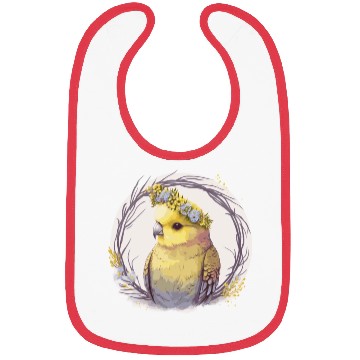 Discover Cute Yellow Budgie Parakeet Bird Flower Crown Pet Bibs
