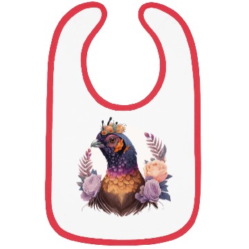 Discover Pastel Watercolor Pheasant Bird Flower Crown Pet B Bibs