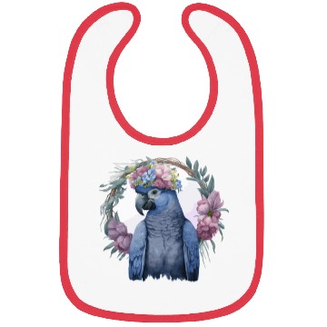 Discover Watercolor Hyacinth Macaw Parrot Bird Flower Crown Bibs