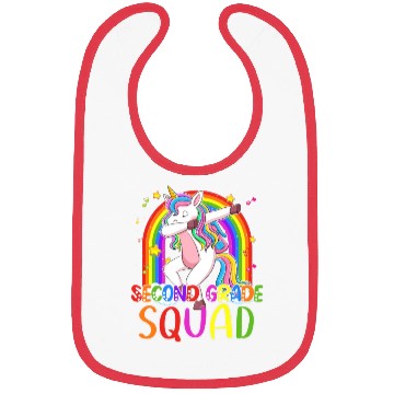 Discover 2nd Grade Squad Dabbing Unicorn Rainbow Back Bibs