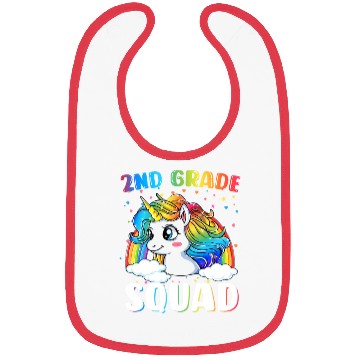 Discover 2nd Grade Squad Unicorn Rainbow Back Bibs