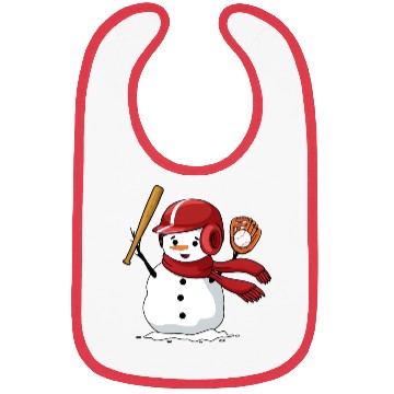 Discover Funny snowman playing baseball Bibs
