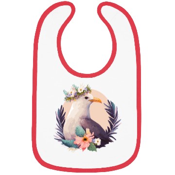Discover Cute Seagull Bird Flower Crown Floral Birds Bibs