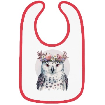 Discover White Snow Owl Bird Flower Crown Floral Birds Bibs