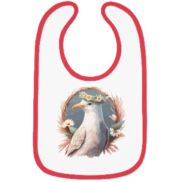 Discover Seagull Bird Flower Crown Floral Seabirds Bibs