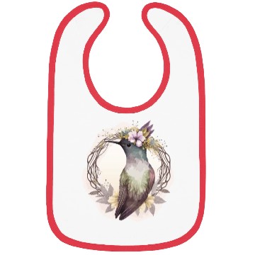 Discover Watercolor Hummingbird Flower Crown Floral Birds Bibs