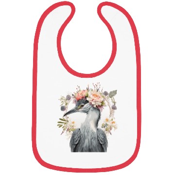 Discover Watercolor Heron Freshwater Bird Flower Crown Flor Bibs