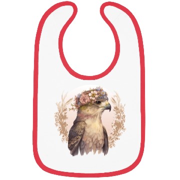 Discover Watercolor Hawk Bird Of Prey Flower Crown Floral B Bibs