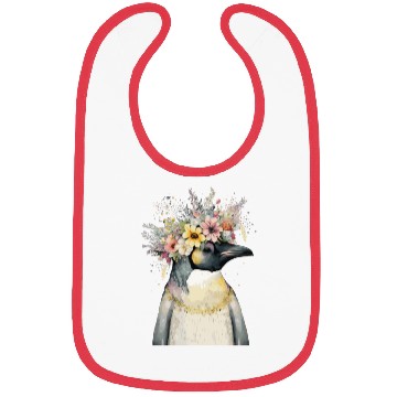 Discover Cute Emperor Penguin Seabird Flower Crown Floral B Bibs