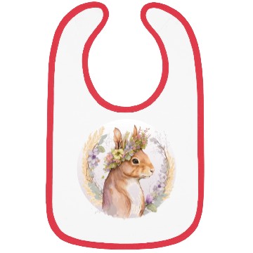 Discover Floral Squirrel Flower Crown Watercolor Animal Lov Bibs
