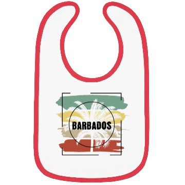 Discover Barbados Palm Tree Retro Artistic Bibs