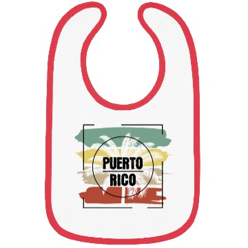 Discover Puerto Rico Palm Tree Retro Artistic Bibs